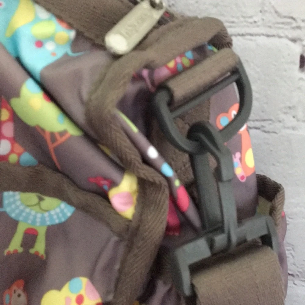 LESPORTAC Classic Diaper Bag Brown Happy Elephants Print